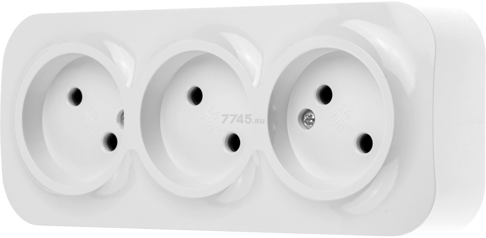 Розетка тройная открытая без заземления LEIDEN ELECTRIC Bailly белая (806008)