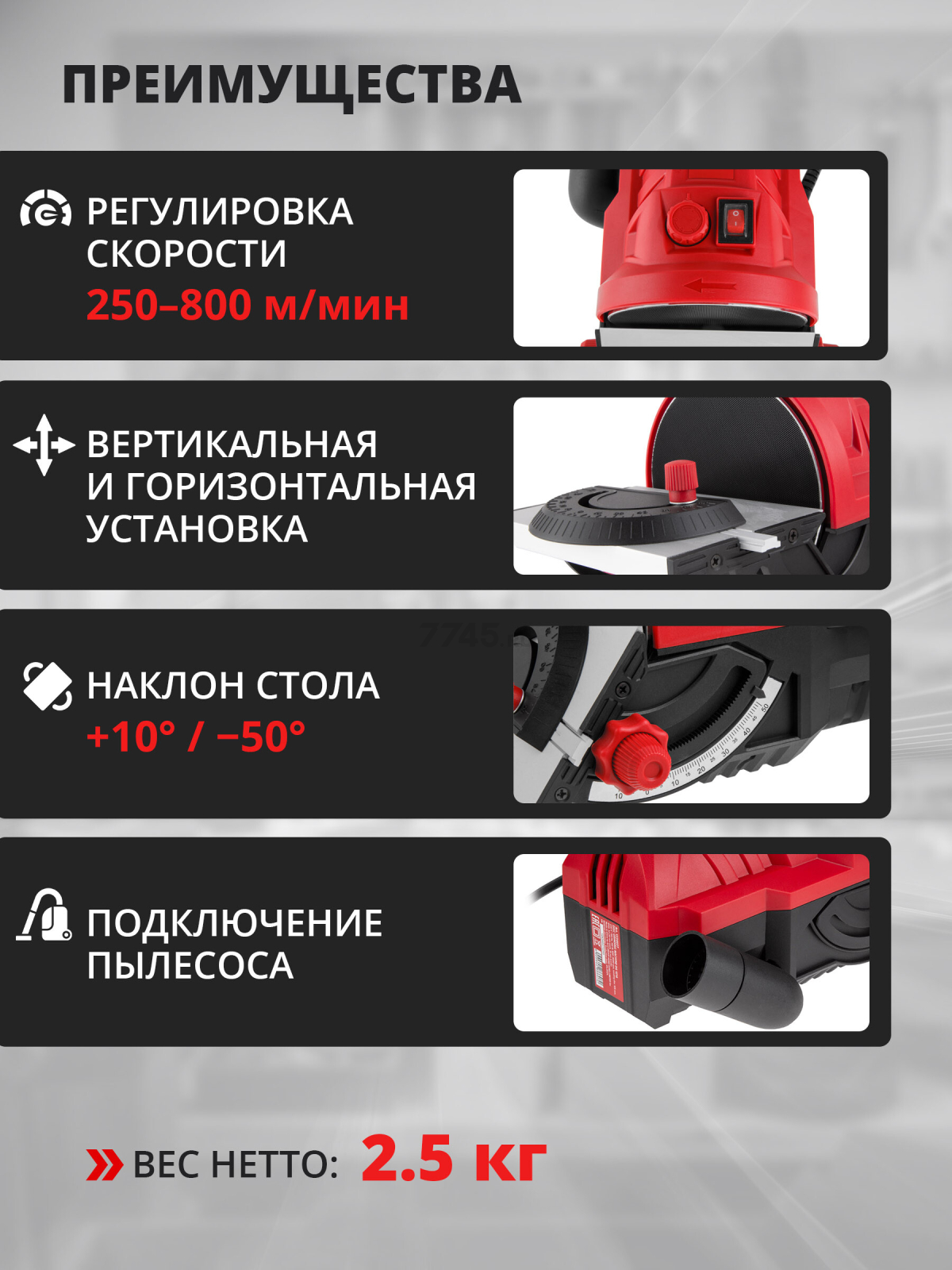 Станок деревообрабатывающий шлифовальный тарельчатый WORTEX DG 1214 (1334607) - Фото 4