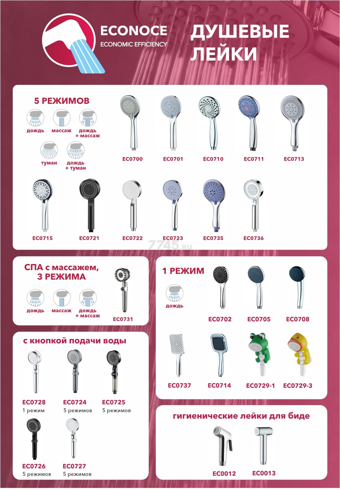 Лейка для душа ECONOCE (EC0702) - Фото 2