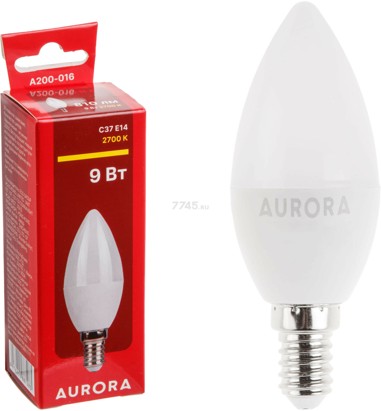 Лампа светодиодная E14 AURORA STARTUL C37 9 Вт 2700K (A200-016)