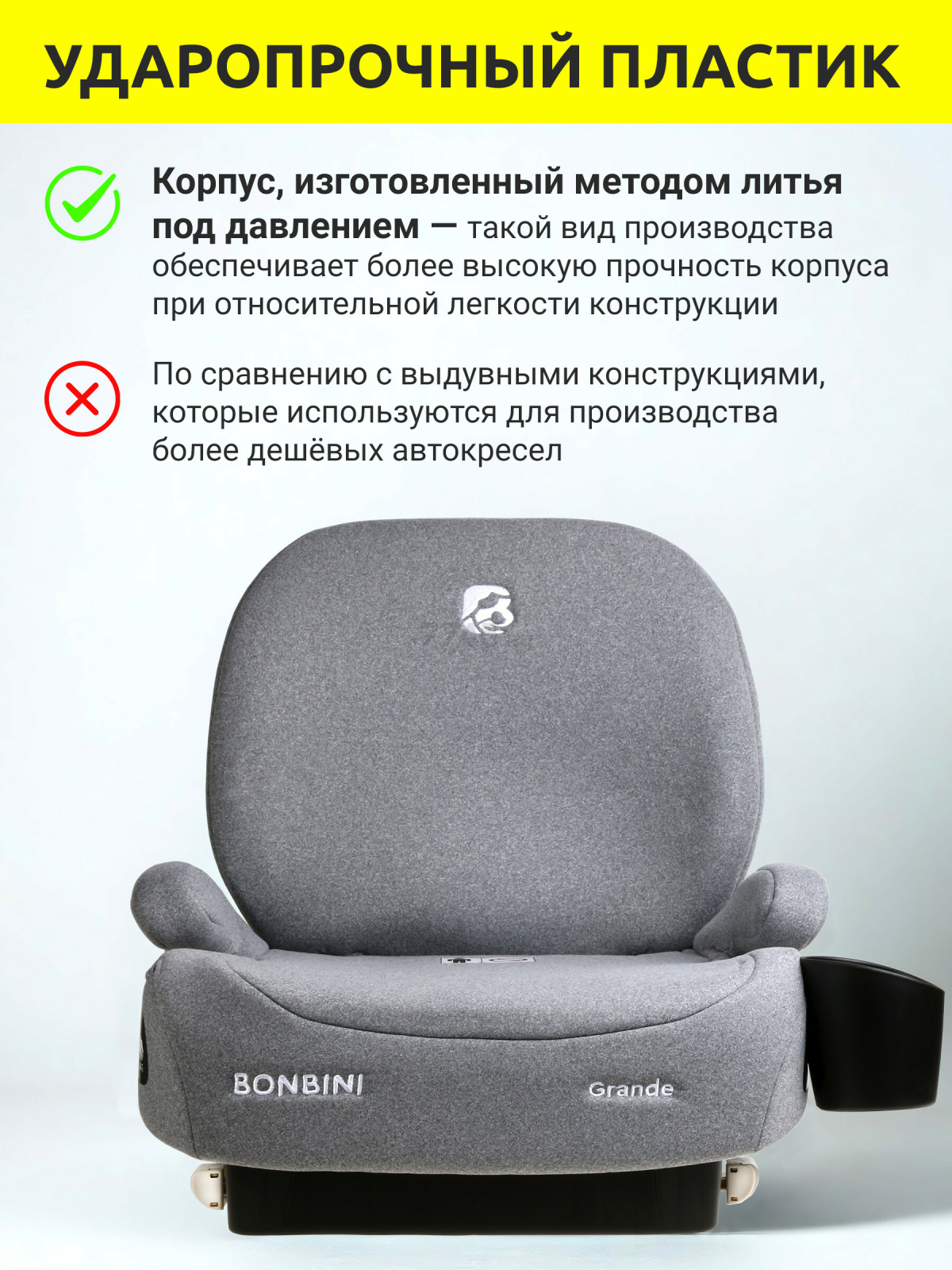 Автокресло-бустер BONBINI Grande Grey (BO-323118) - Фото 6