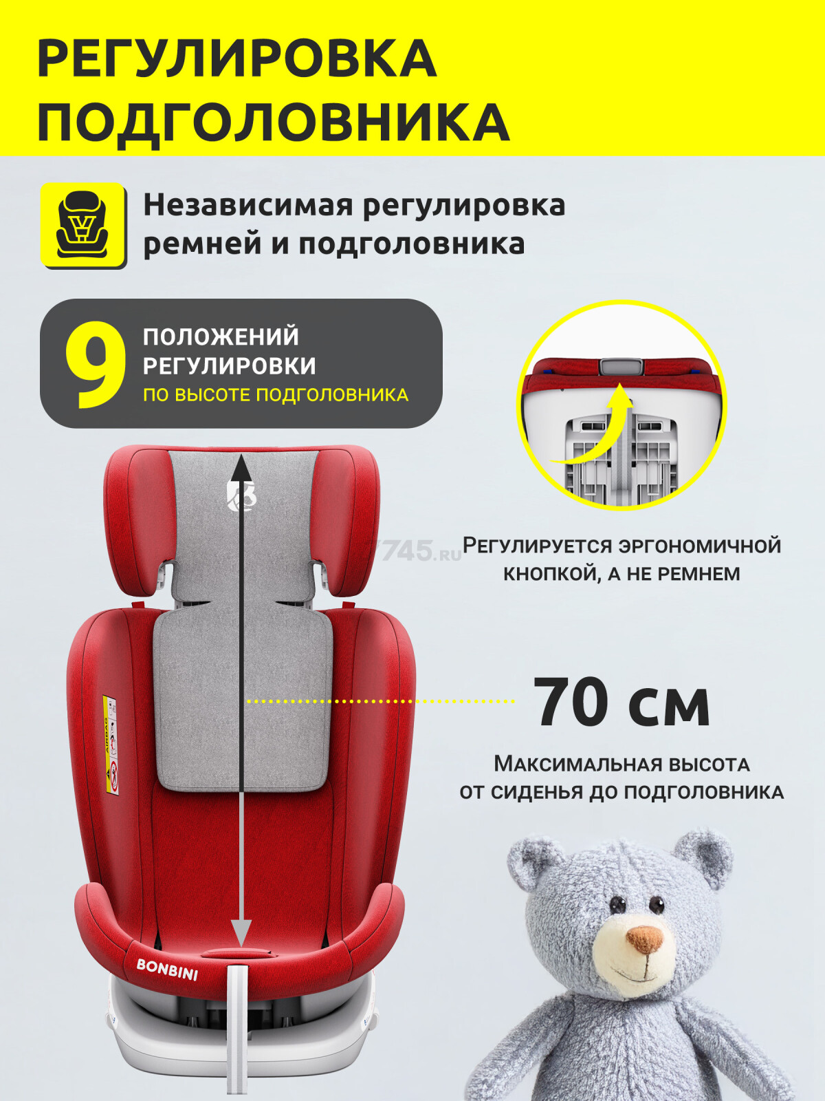 Автокресло BONBINI Universe Red (BO-323111) - Фото 9