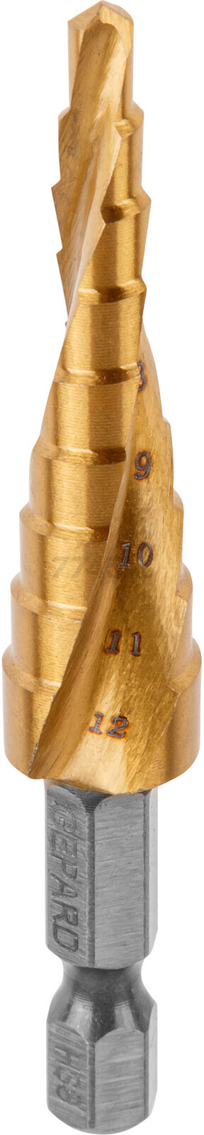 Сверло по металлу ступенчатое 4-12 мм GEPARD HSS TiN (GP0304-12) - Фото 3