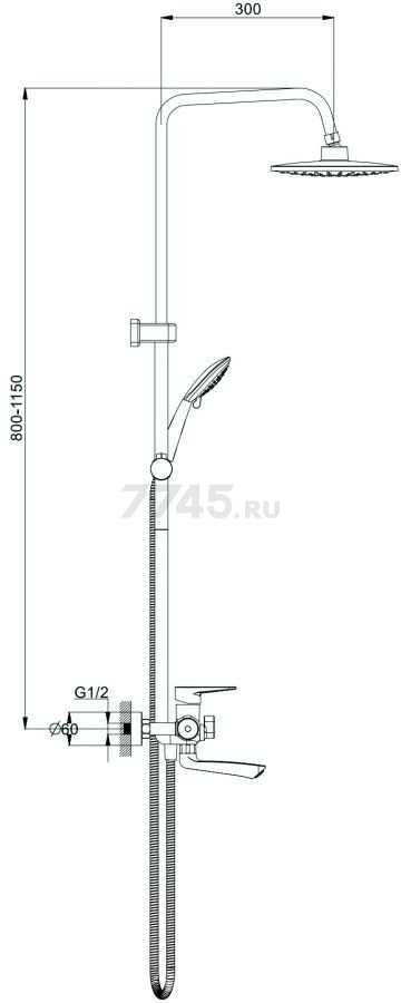 Душевая стойка ECONOCE серия 400  (EC0407) - Фото 2