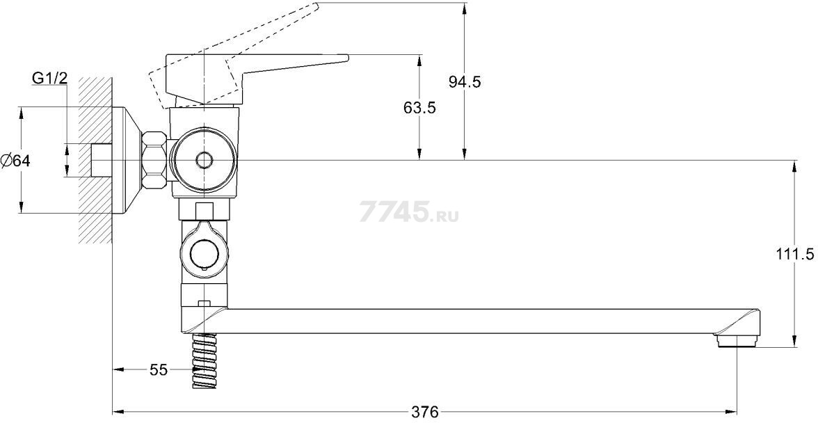 Смеситель для ванны ECONOCE серия 400 (EC0406) - Фото 2