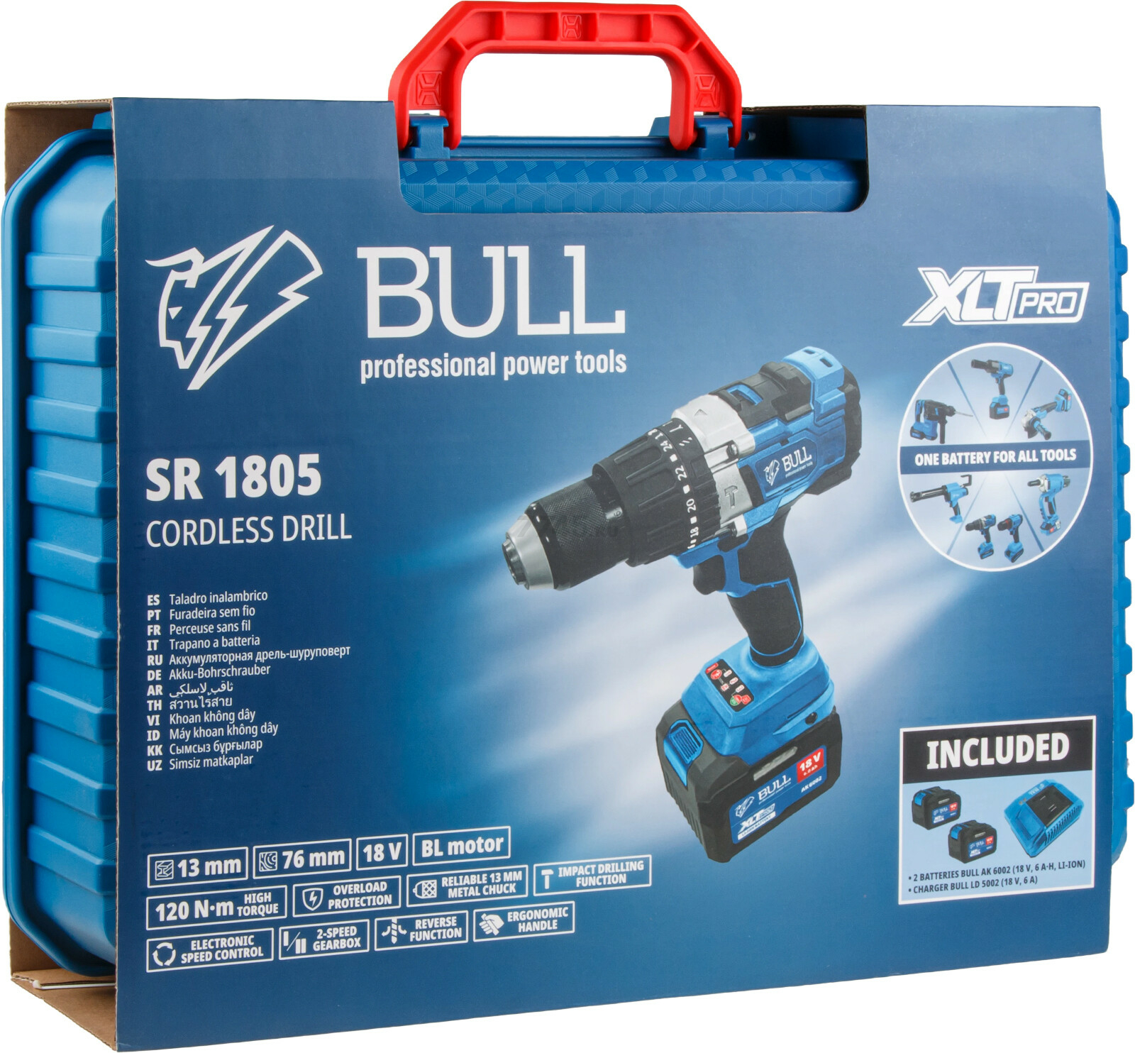 Дрель-шуруповерт аккумуляторная ударная BULL SR 1805 XLTpro (1329604) - Фото 11