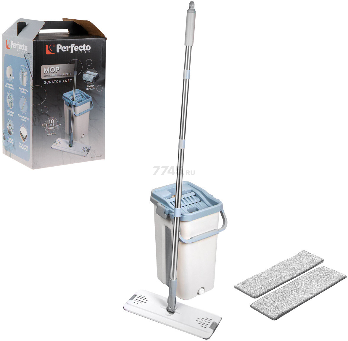 Швабра с отжимным ведром PERFECTO LINEA Scratch Anet бежевая (43-022024) - Фото 7