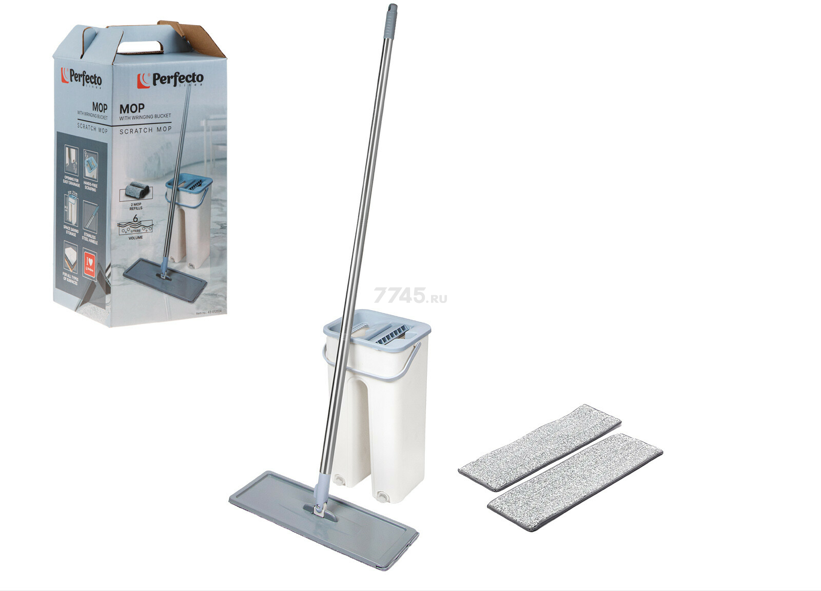 Швабра с отжимным ведром PERFECTO LINEA Scratch mop бежевая (43-012024)