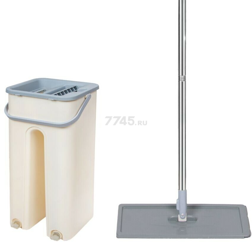 Швабра с отжимным ведром PERFECTO LINEA Scratch mop бежевая (43-012024) - Фото 5