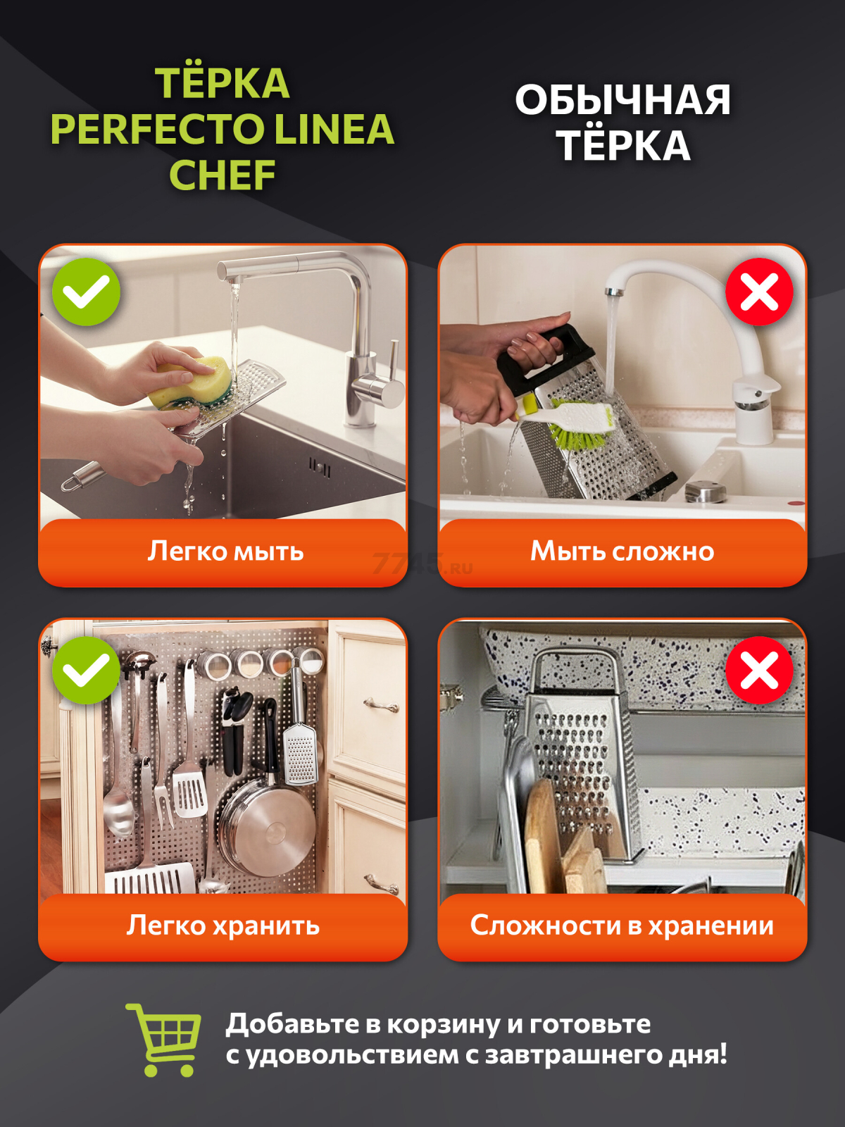 Терка ручная PERFECTO LINEA Chef (21-001326) - Фото 4