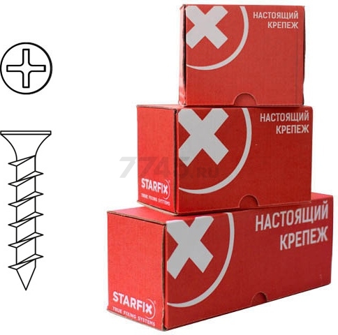 Саморез оконный 4,1х30 мм белый цинк крупная резьба острый STARFIX 1000 штук (SMC3-39918-1000)