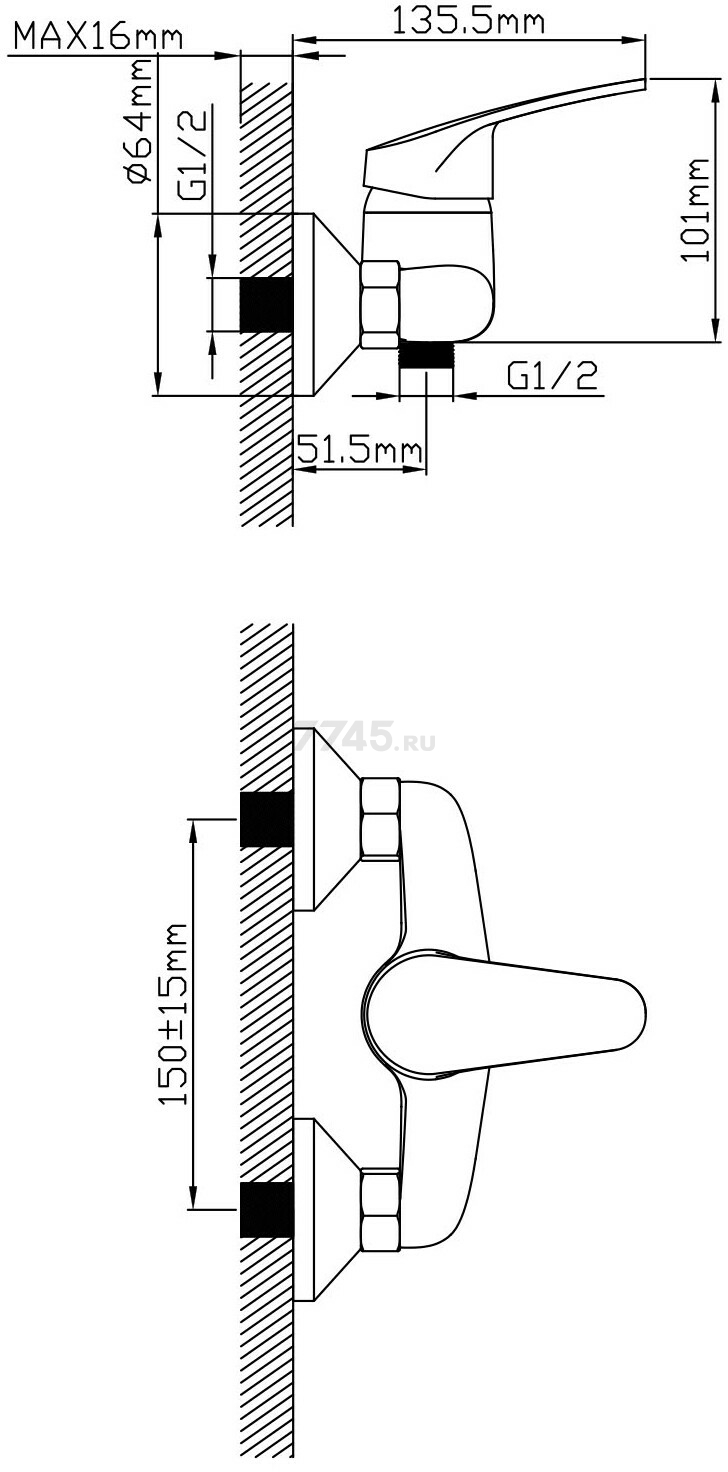 Смеситель для душа AV ENGINEERING Rom (AVROM5-A101-220) - Фото 2