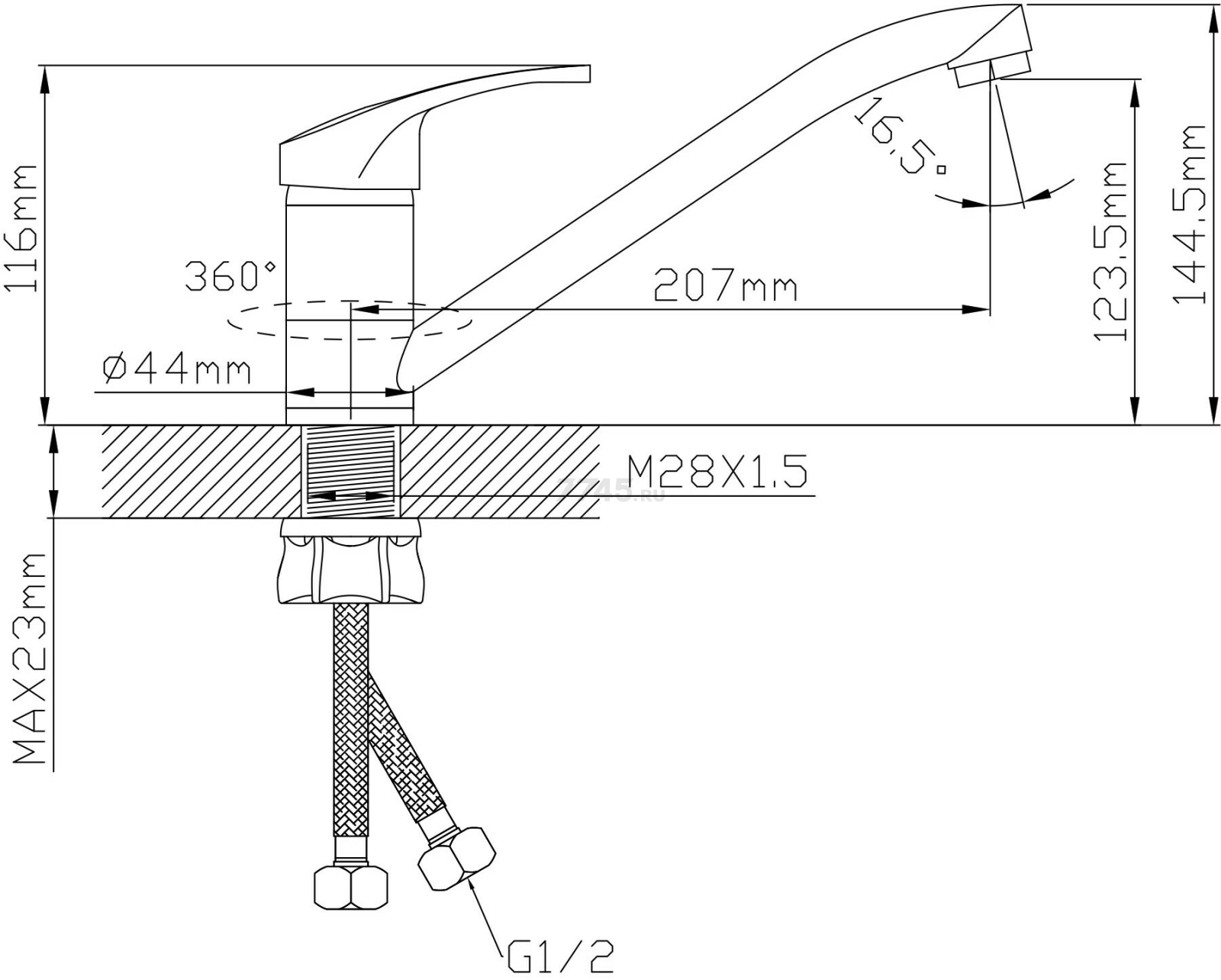 Смеситель для кухни AV ENGINEERING Urs (AVURS4-A120-449) - Фото 2