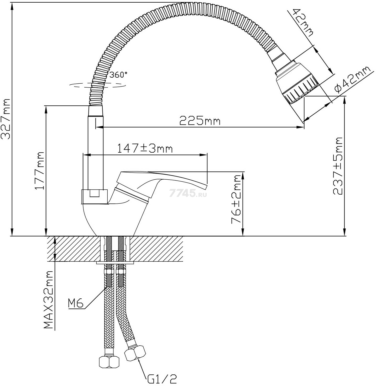 Смеситель для кухни AV ENGINEERING Urs (AVURS4-A120-558) - Фото 2