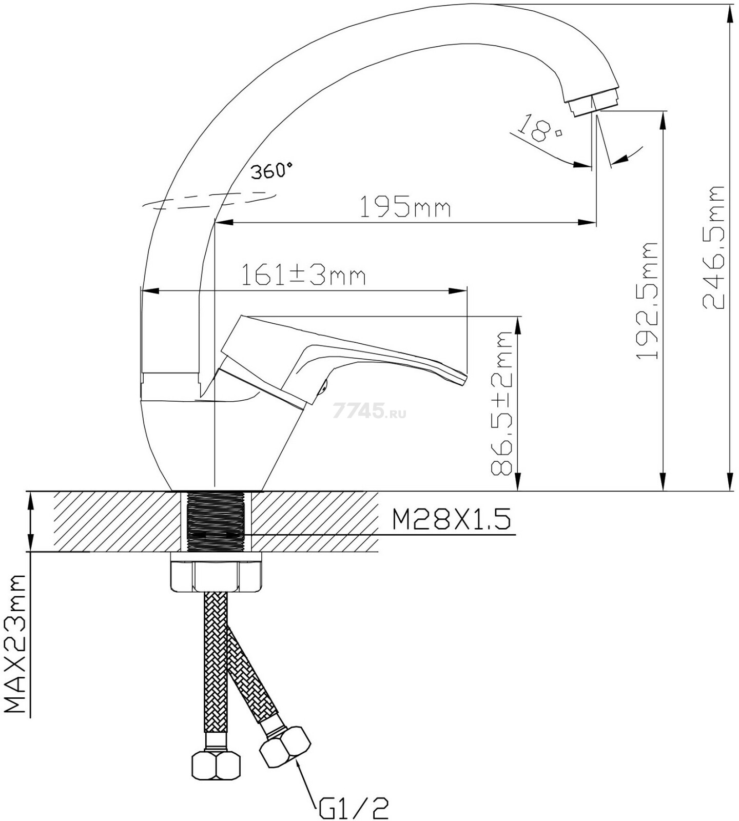 Смеситель для кухни (Lt) D40, серия BAS AV Engineering (AVBAS4-A294-459) - Фото 2