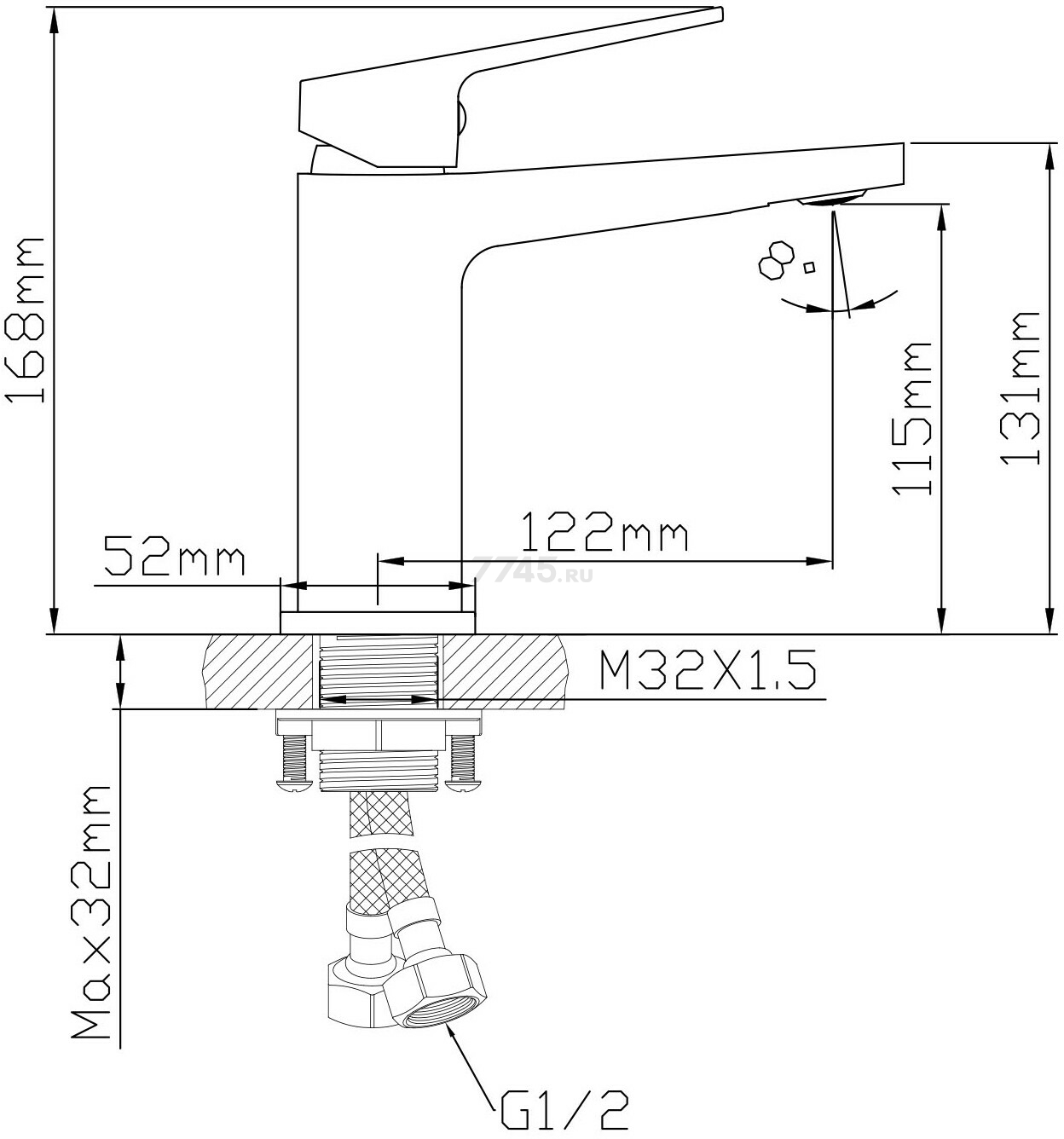 Смеситель для умывальника AV ENGINEERING Pos (AVPOS1-A171-110) - Фото 2