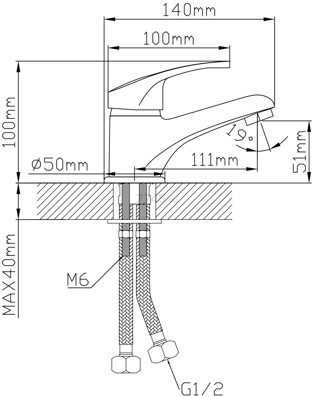 Смеситель для умывальника AV ENGINEERING Urs (AVURS1-A120-110) - Фото 2