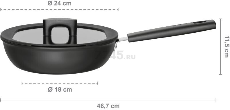 Сотейник алюминиевый 2,2 л FISKARS Hard Face (1052230) - Фото 3