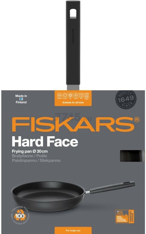 Сковорода алюминиевая 30 см FISKARS Hard Face (1052225) - Фото 7