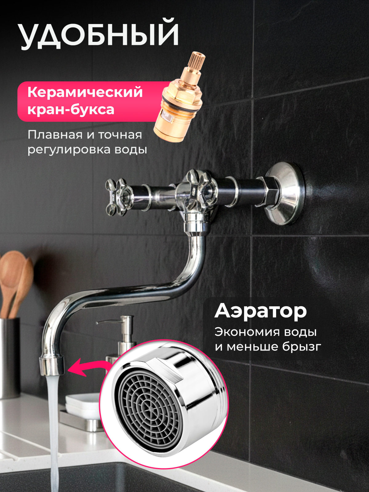 Смеситель для кухни ECONOCE серия 600 (EC0600) - Фото 2