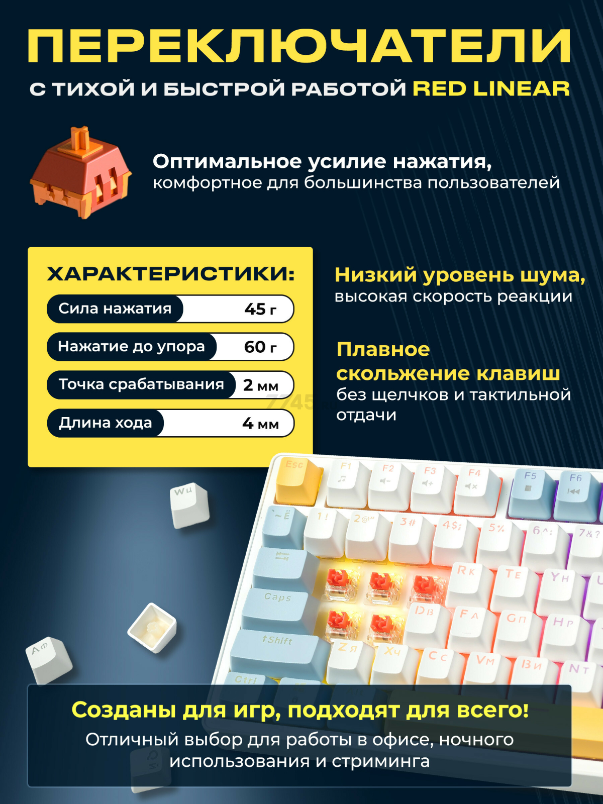 Клавиатура игровая механическая URZUS Quake R (UR-5317114) - Фото 2