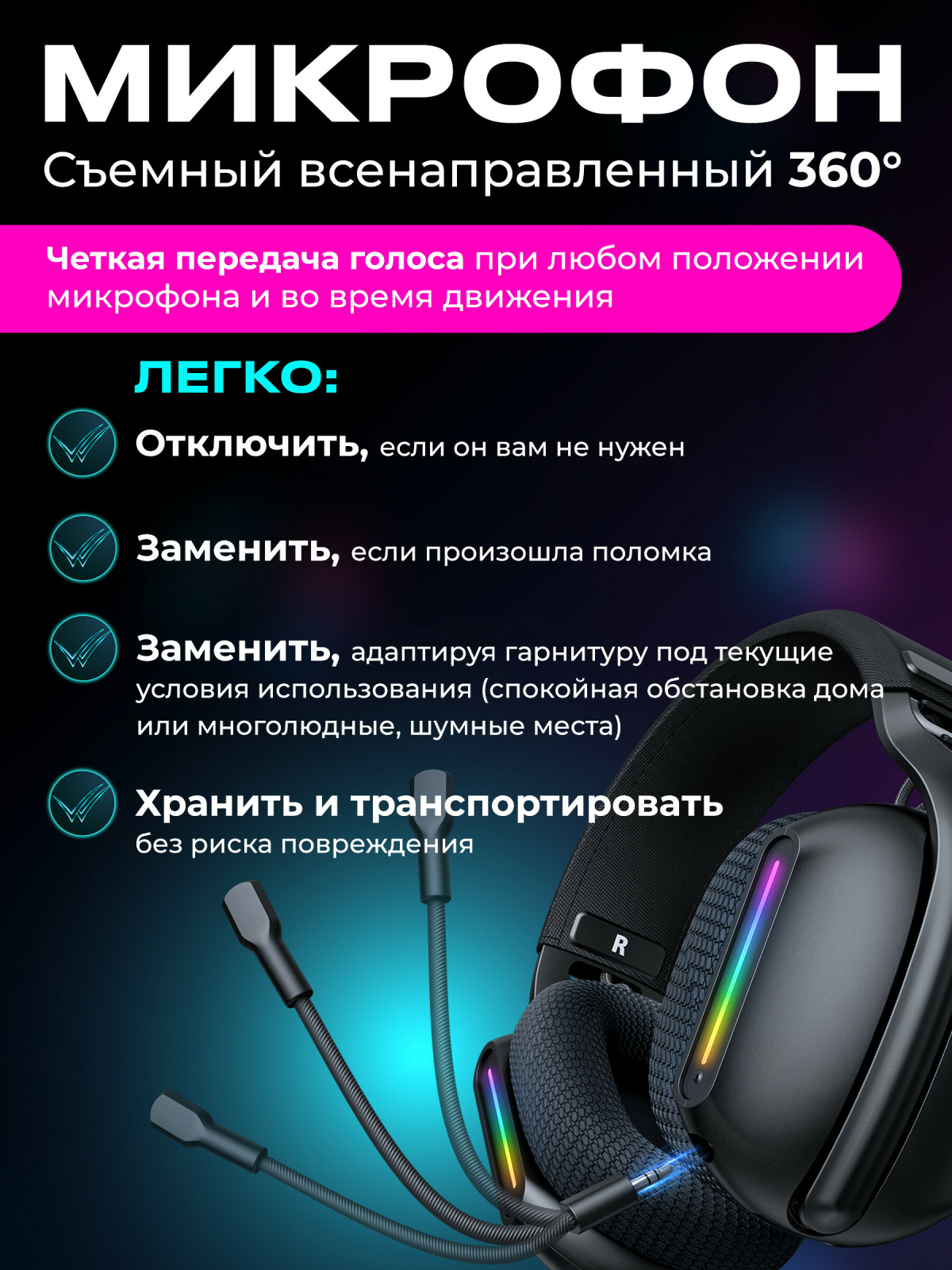Наушники-гарнитура игровые беспроводные URZUS Ninja (UR-5524115) - Фото 4