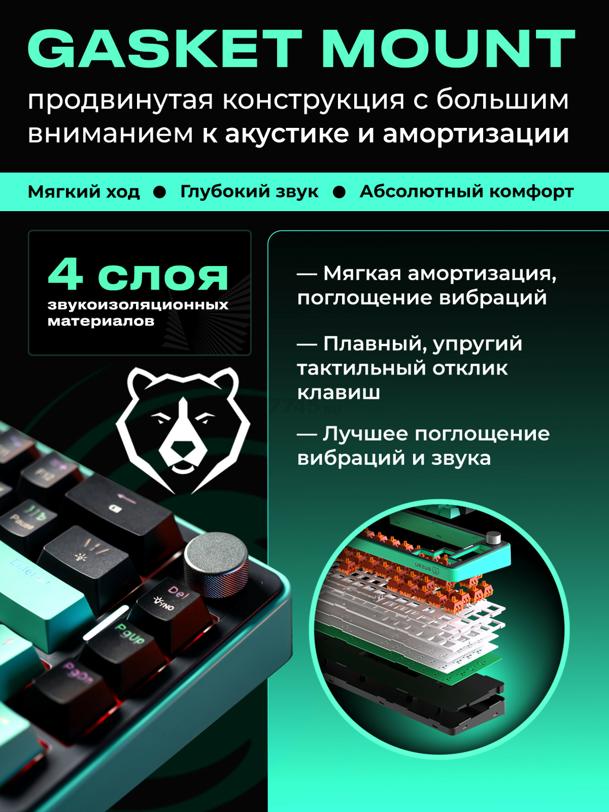 Клавиатура игровая беспроводная механическая URZUS O.I.L (UR-5317111) - Фото 5