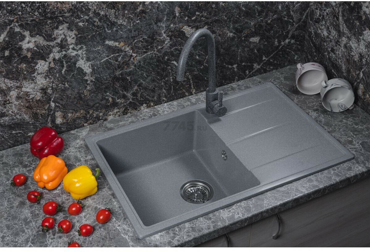 Мойка из искусственного камня AV ENGINEERING Benefit серебро (AVE730470SLA) - Фото 3