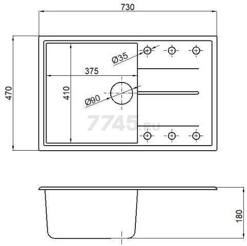 Мойка из искусственного камня AV ENGINEERING Benefit серебро (AVE730470SLA) - Фото 4