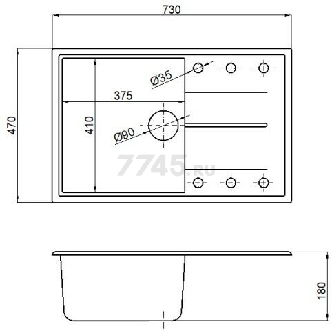 Мойка из искусственного камня AV ENGINEERING Benefit серый (AVE730470GRA) - Фото 4