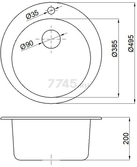 Мойка из искусственного камня AV ENGINEERING Point серый (AVE495495GRA) - Фото 4