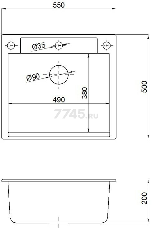 Мойка из искусственного камня AV ENGINEERING Unit серый (AVE550500GRA) - Фото 4