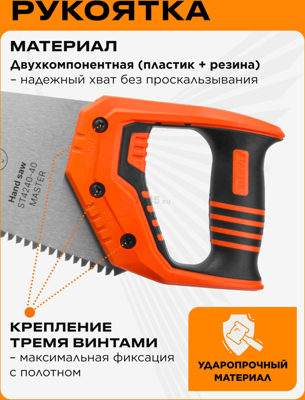 Ножовка по дереву 400 мм 4 TPI STARTUL Master (ST4240-40) - Фото 3