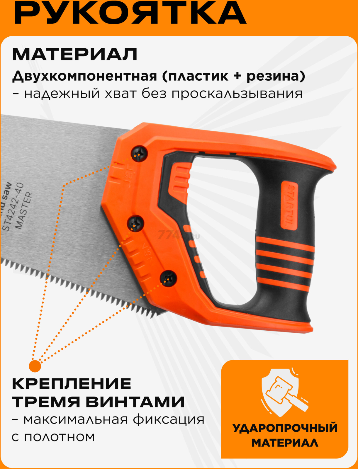 Ножовка по дереву 400 мм 7 TPI STARTUL Master (ST4242-40) - Фото 3