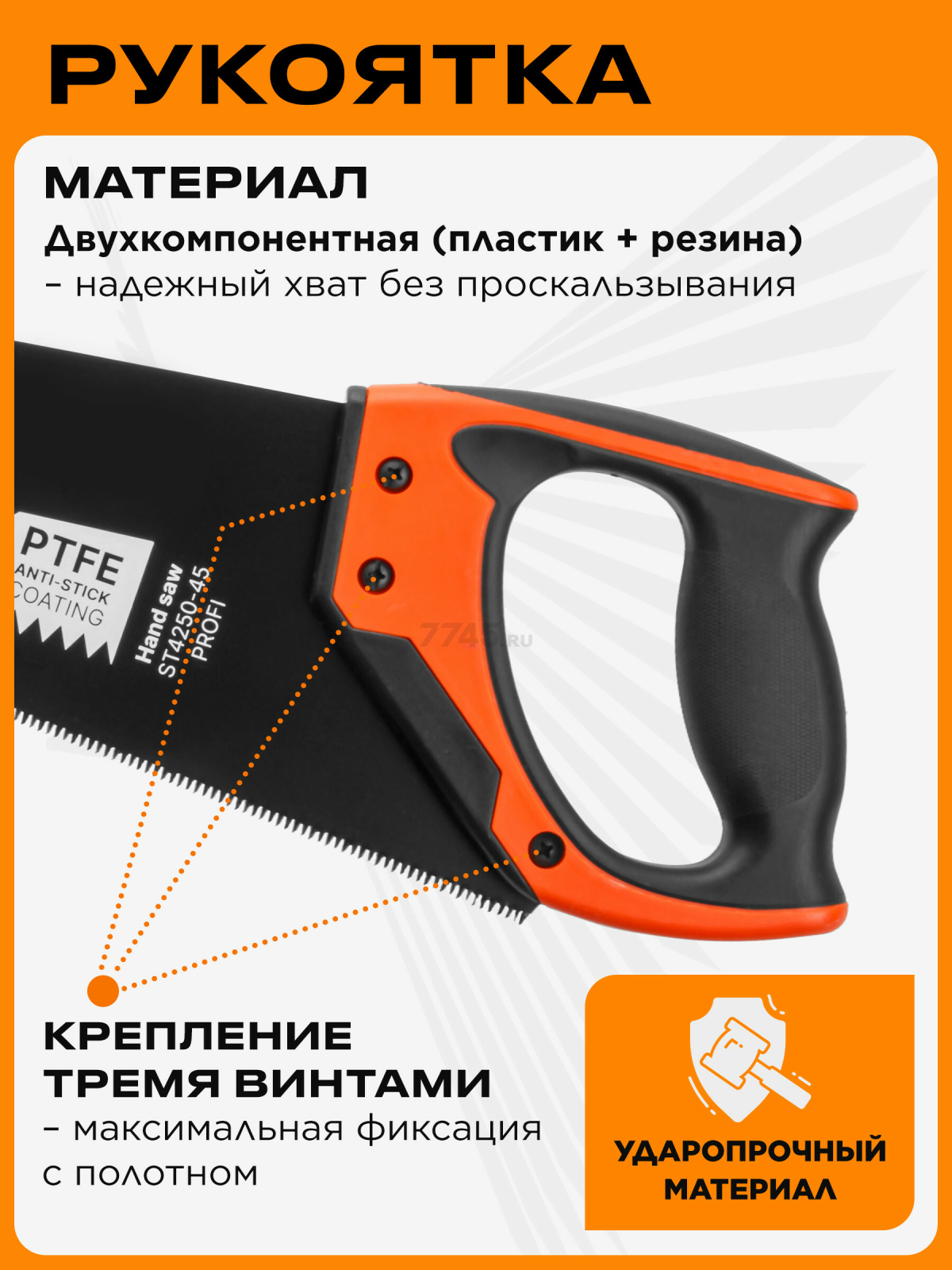 Ножовка по дереву 450 мм 11 TPI STARTUL Profi (ST4250-45) - Фото 3