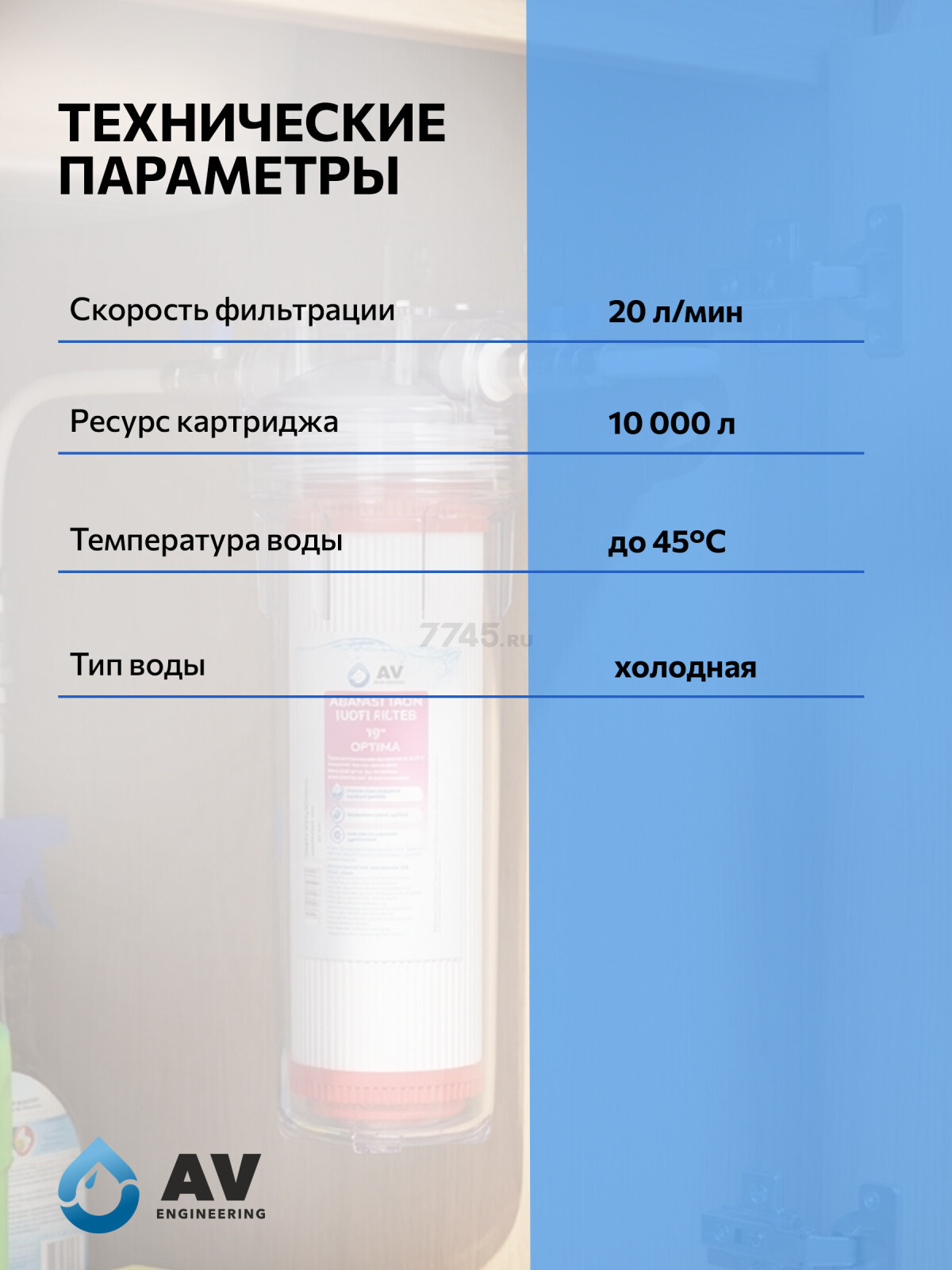 Картридж для удаления железа AV ENGINEERING Optima 10" (AVE122G1010A2) - Фото 4