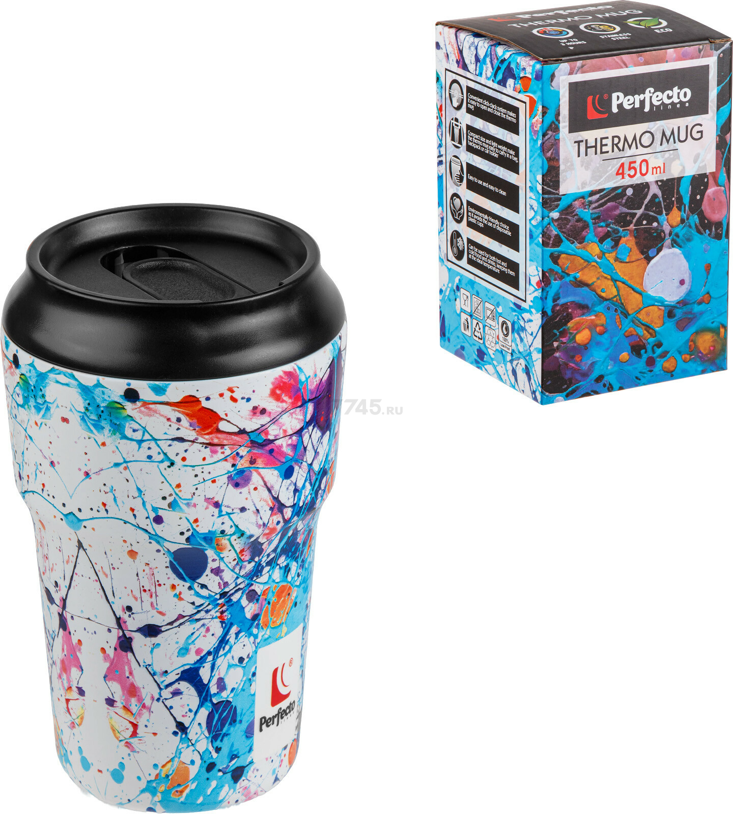 Термокружка PERFECTO LINEA серия 3D 0,45 л bright splash (27-450102) - Фото 3
