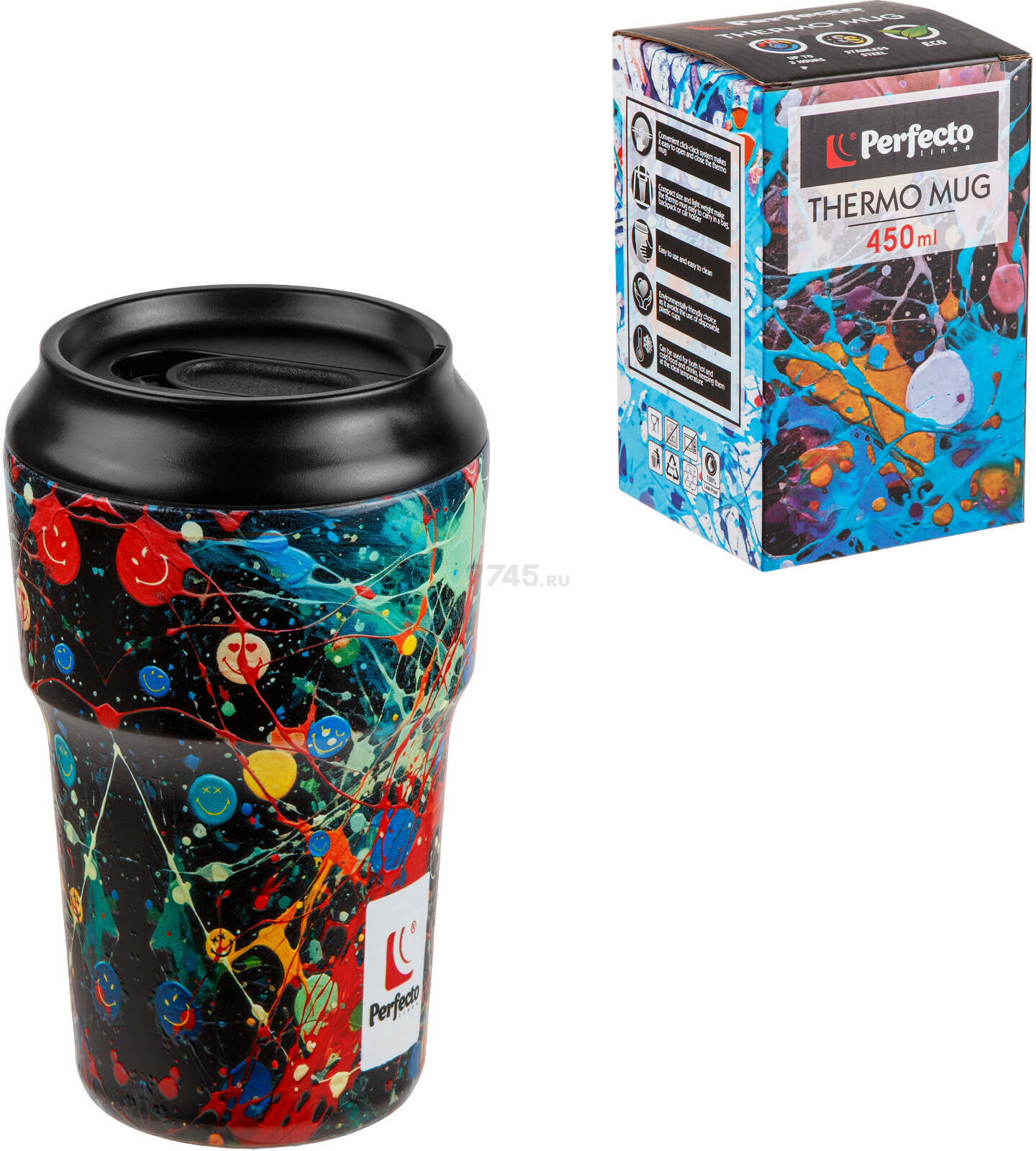 Термокружка PERFECTO LINEA серия 3D 0,45 л fun splash (27-450101) - Фото 2