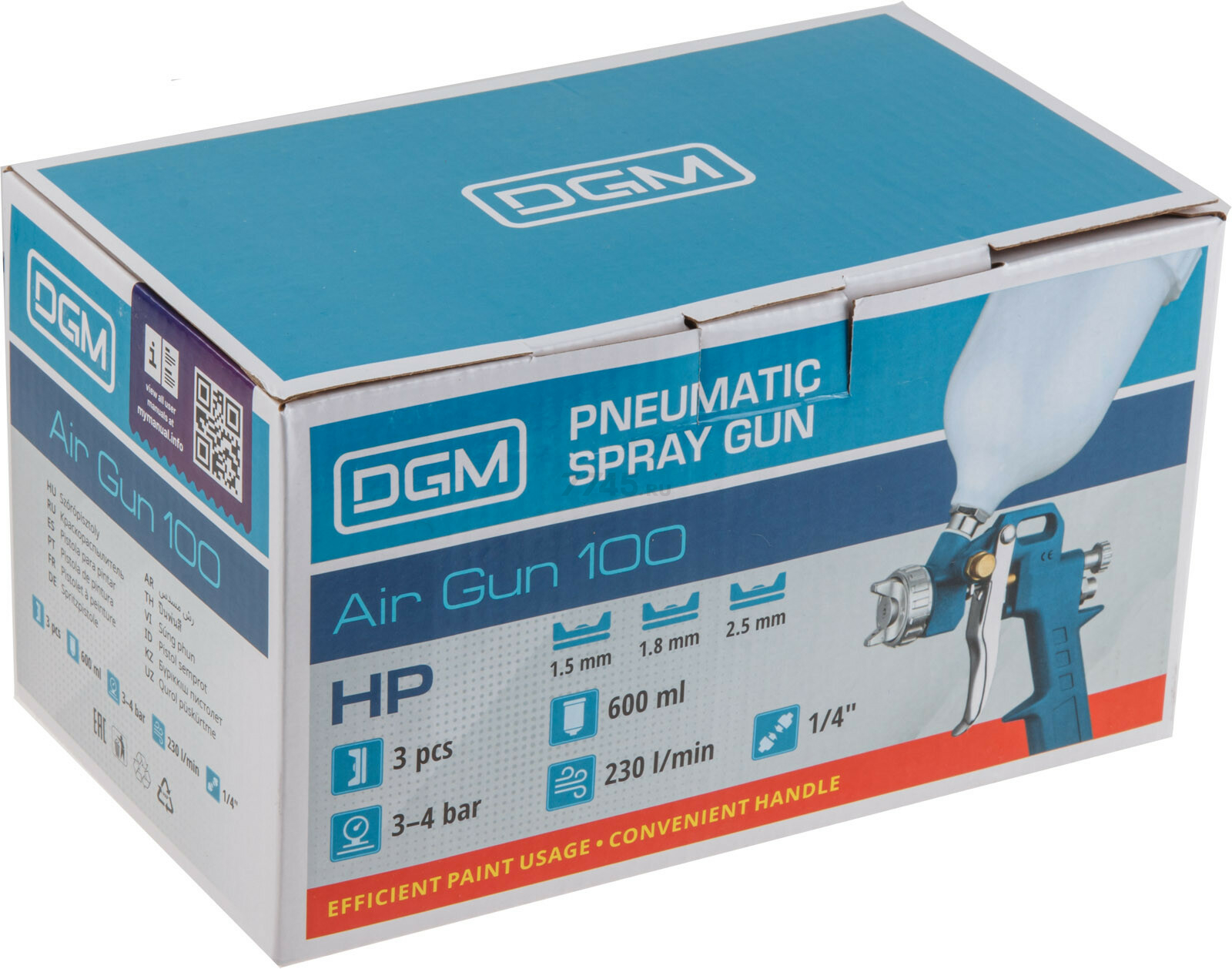 Краскопульт пневматический DGM Air Gun 100 (DG4016-1) - Фото 8