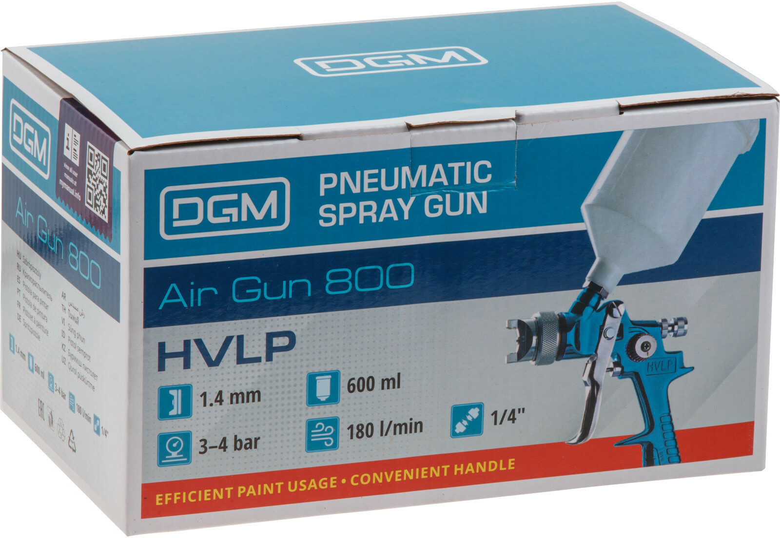 Краскопульт пневматический DGM Air Gun 800 (DG4016-3) - Фото 6