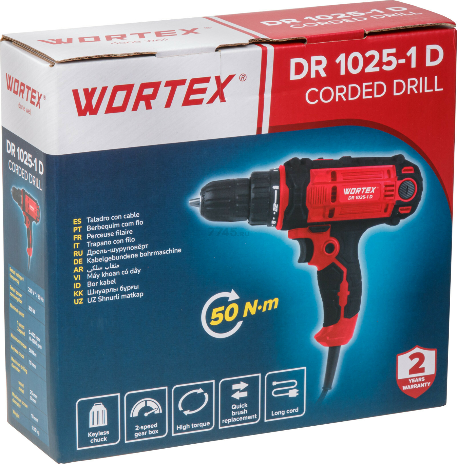 Дрель-шуруповерт сетевая WORTEX DR 1025-1 D (1318793) - Фото 8