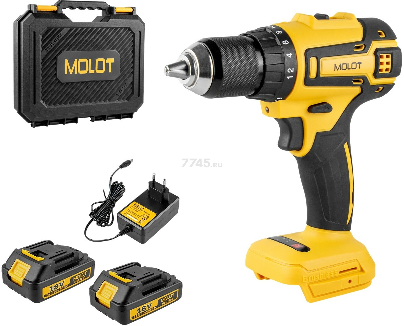 Дрель-шуруповерт аккумуляторная MOLOT MBD 1820 Li XLT Lite SET (1335569) - Фото 2