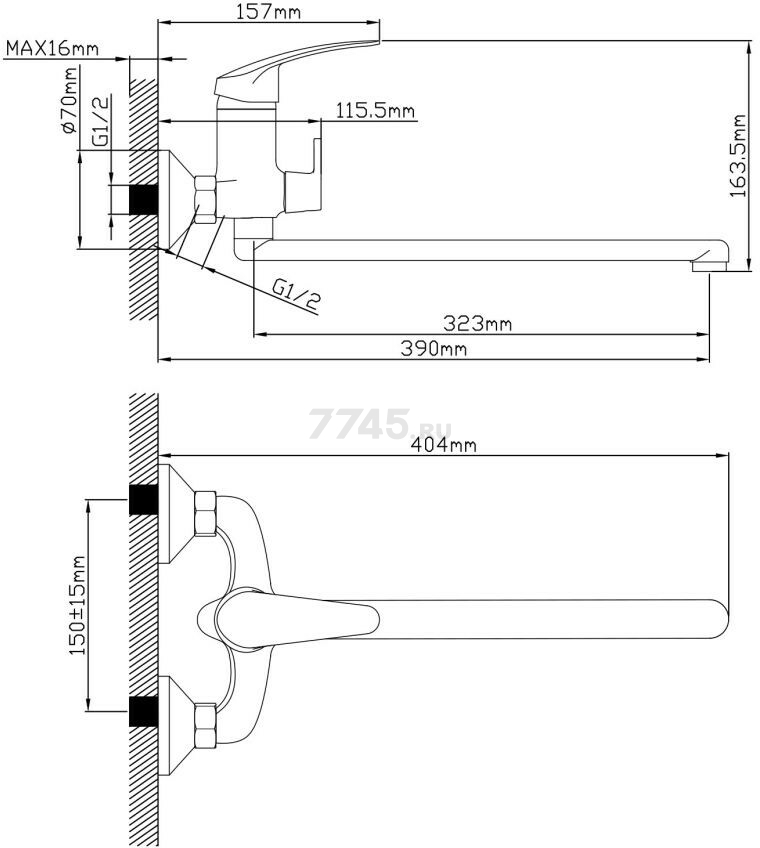 Смеситель для ванны AV ENGINEERING Shu (AVSHU7-A131-222) - Фото 2