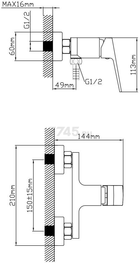 Смеситель для душа AV ENGINEERING Neo (AVNEO5-A170-121) - Фото 2