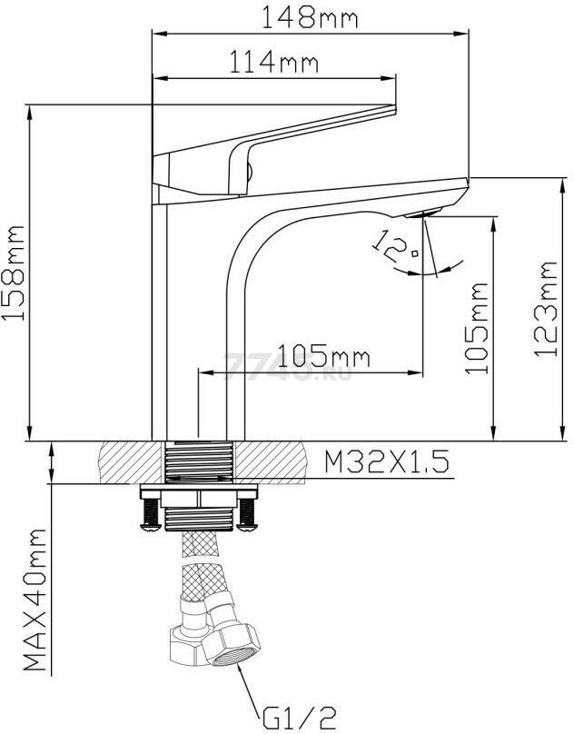 Смеситель для умывальника AV ENGINEERING Win black (AVWIN1-BL165-110) - Фото 2