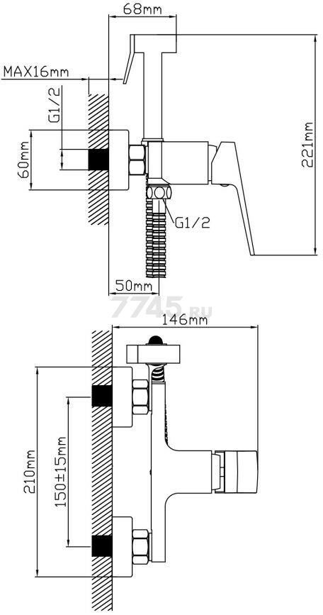 Смеситель для биде AV ENGINEERING Neo (AVNEO2-A170-120) - Фото 2