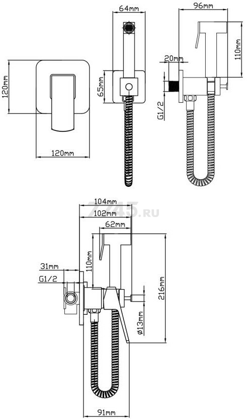 Смеситель для биде AV ENGINEERING Neo (AVNEO2-A170-147) - Фото 2