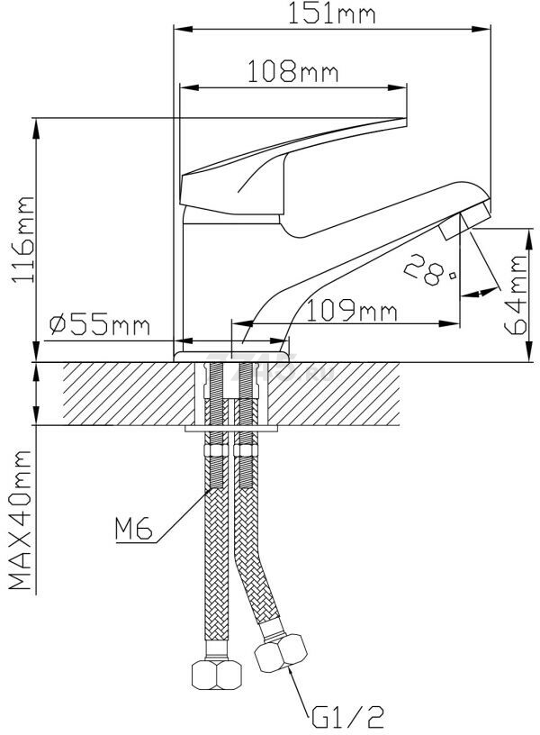 Смеситель для умывальника AV ENGINEERING Rom (AVROM1-A100-110) - Фото 2