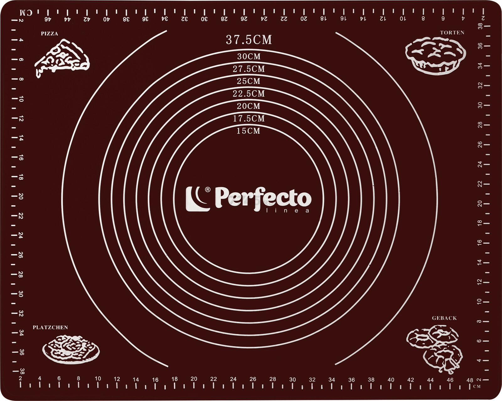 Коврик для теста с мерными делениями силиконовый 50х40 см PERFECTO LINEA Burgundy (23-504014)