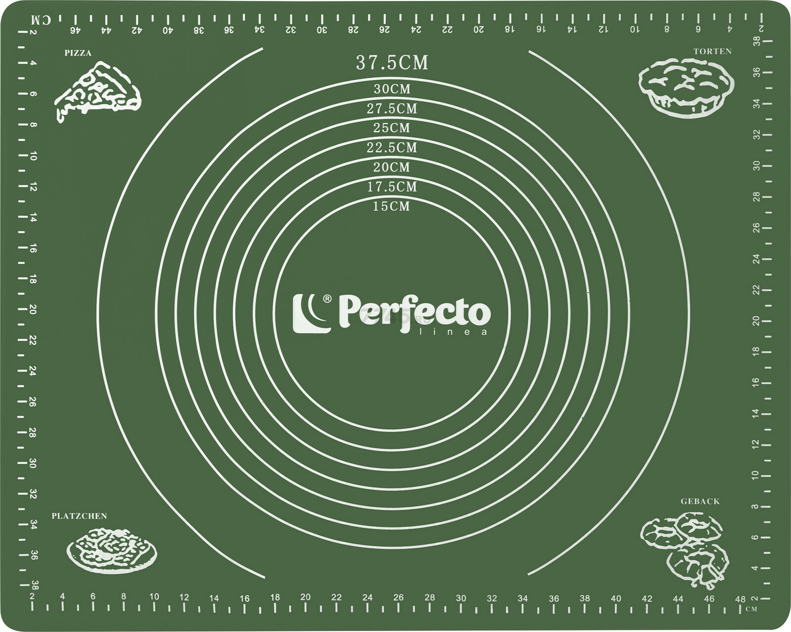 Коврик для теста с мерными делениями силиконовый 50х40 см PERFECTO LINEA Natural Green (23-504013)